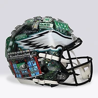 Casque Riddell Speed ​​Authentic des Eagles de Philadelphie, signé par Jalen Hurts, avec logo des champions du Super Bowl LIX et inscription « SB LIX MVP » - Illustration de Charles Fazzino - NF70444399
