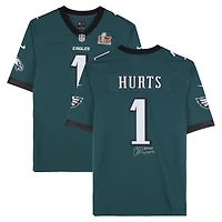 Jalen Hurts Philadelphia Eagles Autographed SB LIX Patch Nike Midnight Green Game Jersey with Multiple Inscriptions