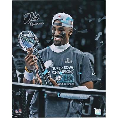 Jalen Hurts Philadelphia Eagles Autographed Super Bowl LIX Champions 16" x 20" Photograph with "SB LIX MVP" Inscription