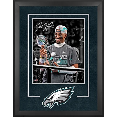 Jalen Hurts Philadelphia Eagles Autographed Super Bowl LIX Champions Deluxe Framed 16" x 20" Photograph 