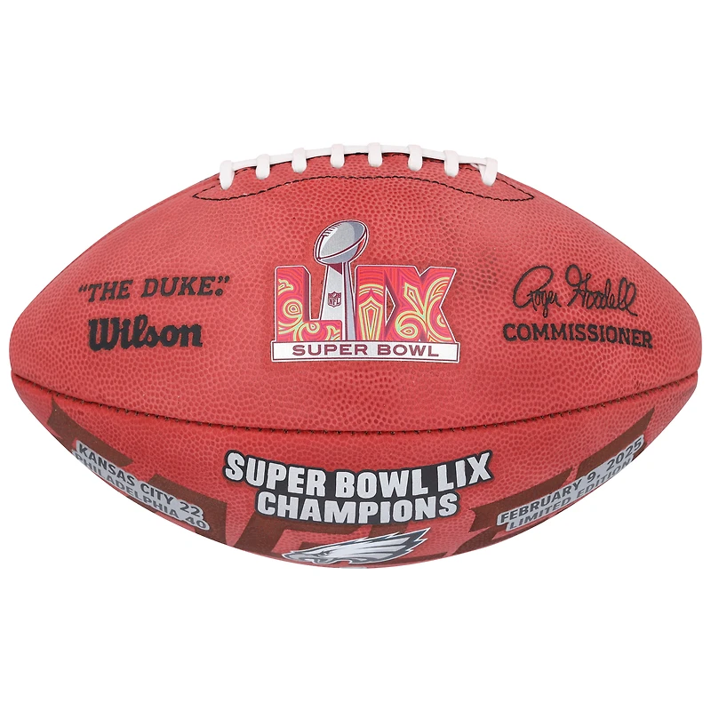Jalen Hurts Philadelphia Eagles Autographed Super Bowl LIX Champions Wilson Logo Duke Football with "SB LIX MVP" Inscription