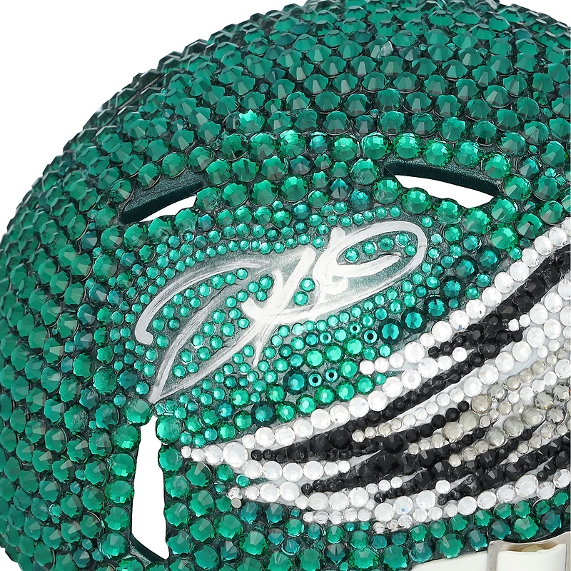 Jalen Hurts Philadelphia Eagles Autographed Swarovski Crystal Riddell Speed Mini Helmet - Art by Rock On Sports