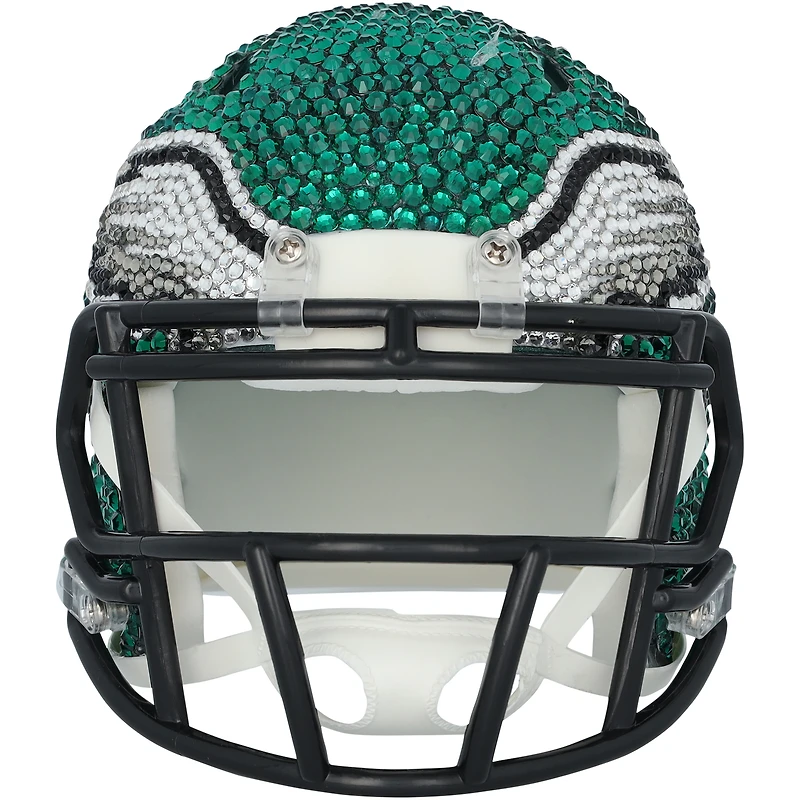 Casque Riddell Speed ​​Mini dédicacé par Jalen Hurts des Philadelphia Eagles, avec cristaux Swarovski - Illustration de Rock On Sports