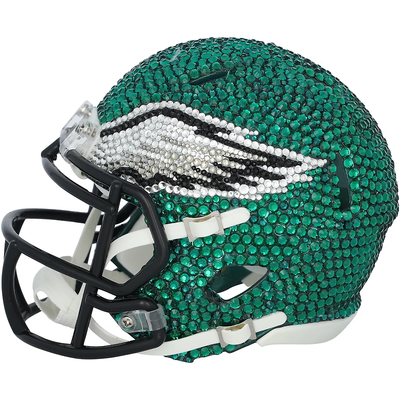 Casque Riddell Speed ​​Mini dédicacé par Jalen Hurts des Philadelphia Eagles, avec cristaux Swarovski - Illustration de Rock On Sports