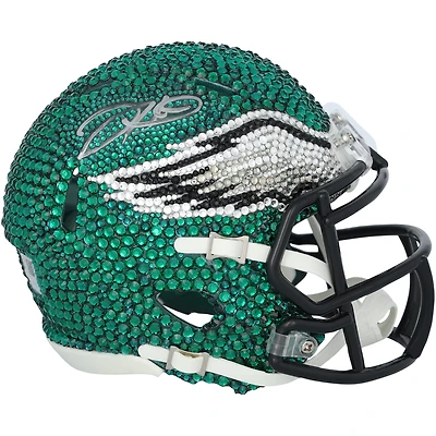 Jalen Hurts Philadelphia Eagles Autographed Swarovski Crystal Riddell Speed Mini Helmet - Art by Rock On Sports 
