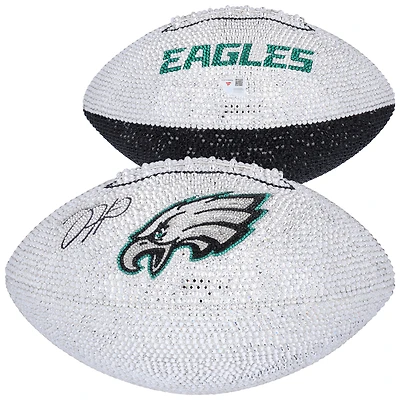 Jalen Hurts Philadelphia Eagles Autographed Swarovski Crystal White Panel Football - Art by Rock On Sports 