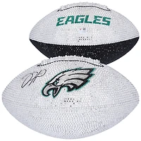 Jalen Hurts Philadelphia Eagles Autographed Swarovski Crystal White Panel Football - Art by Rock On Sports 