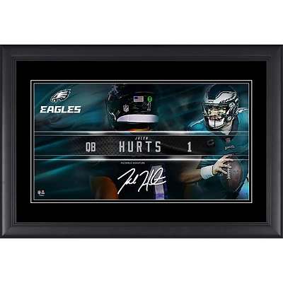 Collage de plaques signalétiques encadrées de 10" x 18" de Jalen Hurts Philadelphia Eagles