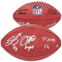 Ballon de football Duke en couleur autographié par Jalen Hurts, Saquon Barkley et Devonta Smith des Philadelphia Eagles avec l'inscription « Fly Eagles Fly » - Édition limitée à 10 exemplaires