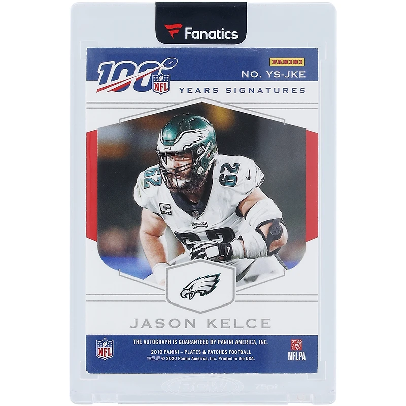 Jason Kelce Philadelphia Eagles Autographed 2019 Panini Plates & Patches Blue 100 Years Signatures #YS-JKE #11/50 Card