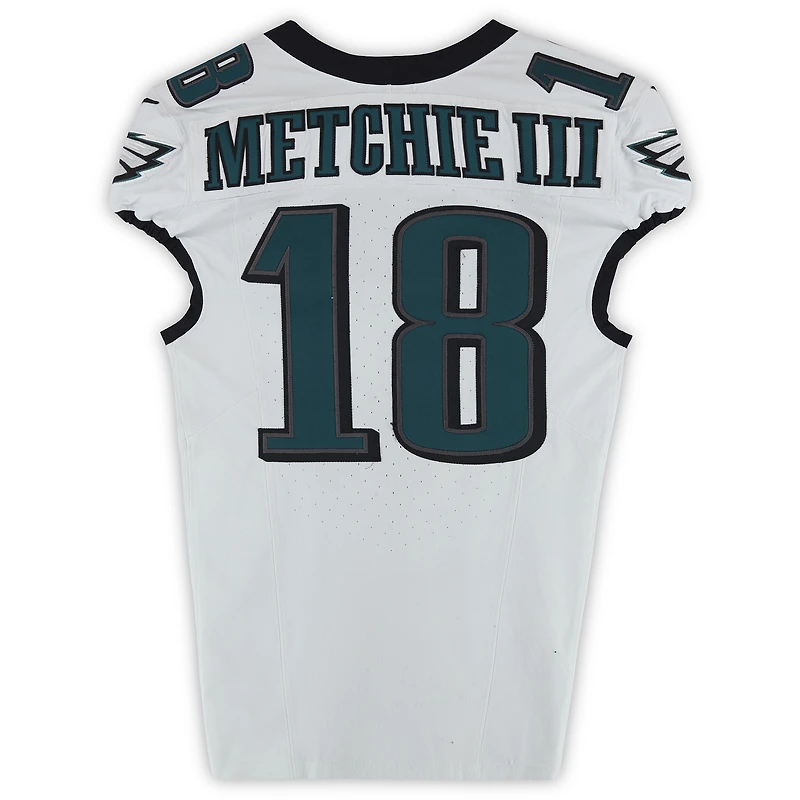 Maillot blanc n° 18 porté par John Metchie III des Eagles de Philadelphie contre les Giants de New York le 9 octobre 2025