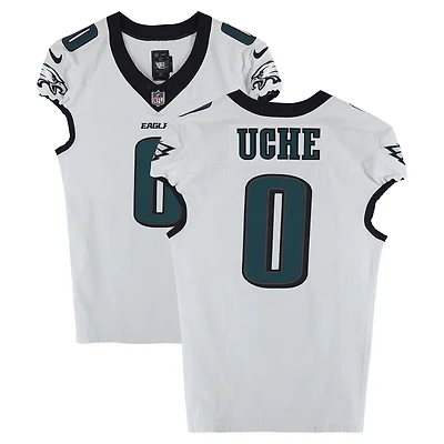 Josh Uche Philadelphia Eagles Game-Used #0 White Jersey vs. Los Angeles Rams on September 21, 2025
