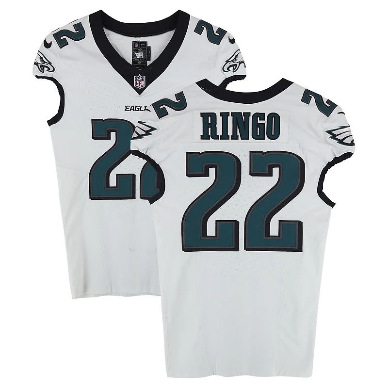 Kelee Ringo Philadelphia Eagles Game-Used #22 White Nike Jersey from Multiple Games During the 2024 NFL Season