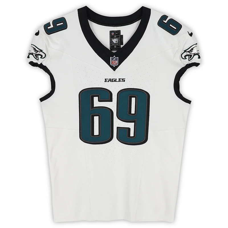 Landon Dickerson Philadelphia Eagles Game-Used #69 White Jersey vs. Los Angeles Chargers on December 8, 2025