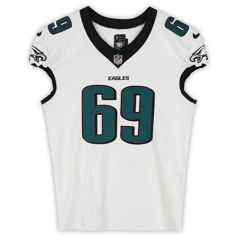 Landon Dickerson Philadelphia Eagles Game-Used #69 White Jersey vs. Los Angeles Rams on September 21, 2025