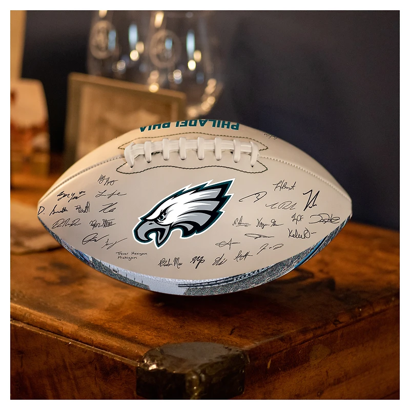 Ballon de football autographié et signé Logo Brands Philadelphia Eagles 2025
