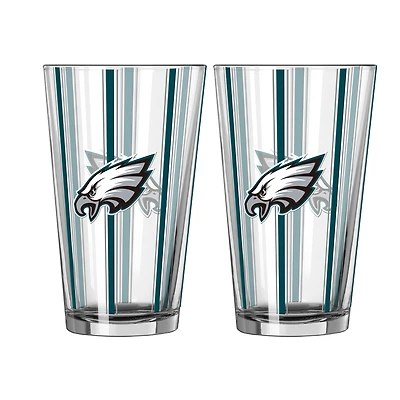 Logo Brands Philadelphia Eagles Two-Piece 16oz. Striped Pint Glass Set