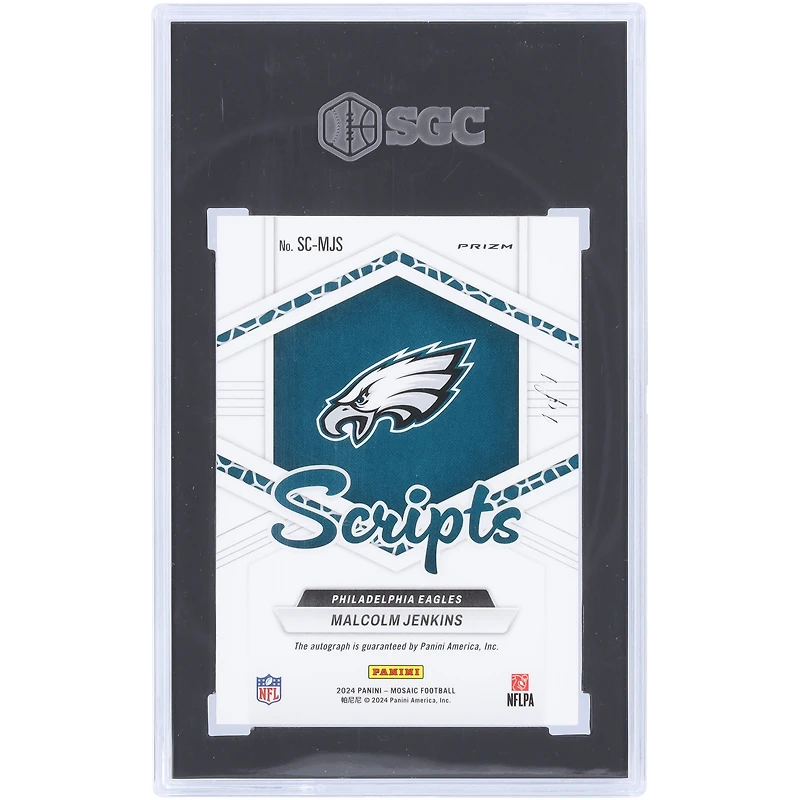 Malcolm Jenkins Philadelphia Eagles Autographed 2024 Panini Mosaic Black Prizm Scripts #SC-MJS #1/1 SGC Authenticated 9.5/10 Card