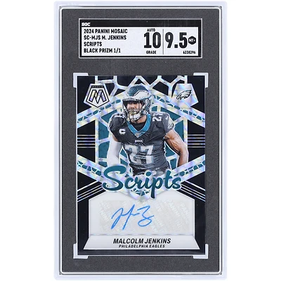 Malcolm Jenkins Philadelphia Eagles Autographed 2024 Panini Mosaic Black Prizm Scripts #SC-MJS #1/1 SGC Authenticated 9.5/10 Card