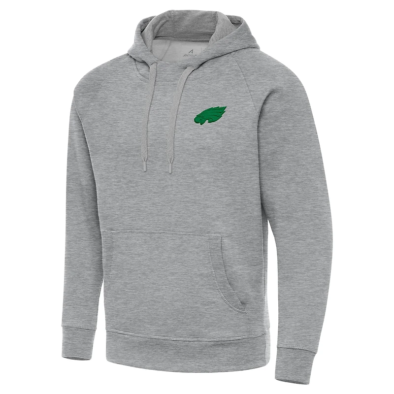 Men's Antigua Heather Gray Philadelphia Eagles St. Patrick's Day Victory Pullover Hoodie