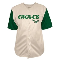Men's Fanatics  Cream Philadelphia Eagles Vintage Full-Button Short Sleeve Top