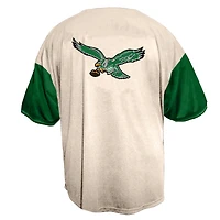 Men's Fanatics  Cream Philadelphia Eagles Vintage Full-Button Short Sleeve Top