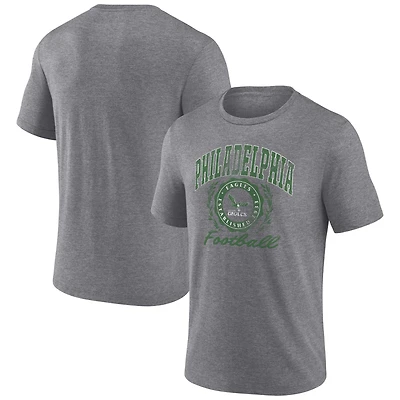 Men's Fanatics  Heather Gray Philadelphia Eagles Distressed Football Seal Tri-Blend T-Shirt