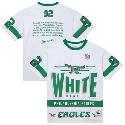 Men's Mitchell & Ness Reggie White Philadelphia Eagles Name Number Team Origins Vintage Logo T-Shirt
