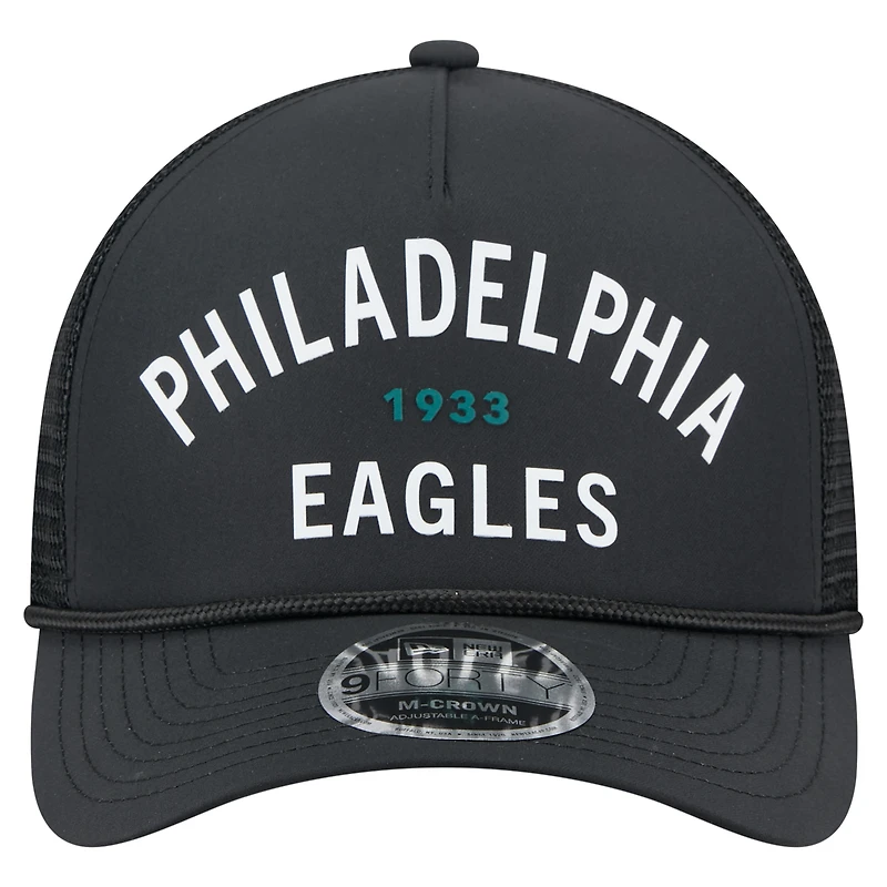 Casquette ajustable New Era noire Philadelphia Eagles Active Minimalist M-Crown A-Frame 9FORTY pour homme