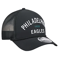 Casquette ajustable New Era noire Philadelphia Eagles Active Minimalist M-Crown A-Frame 9FORTY pour homme