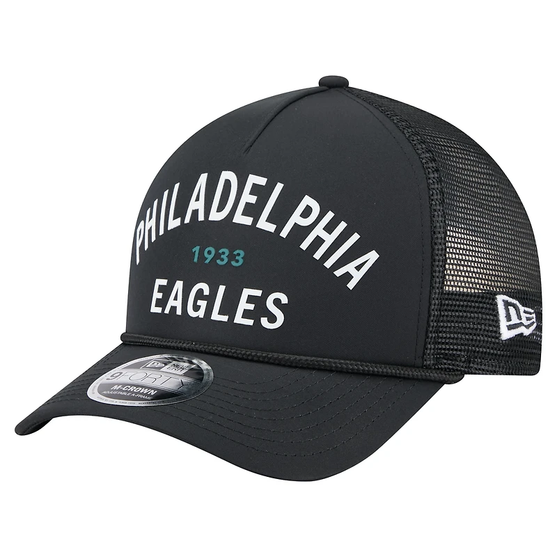 Casquette ajustable New Era noire Philadelphia Eagles Active Minimalist M-Crown A-Frame 9FORTY pour homme