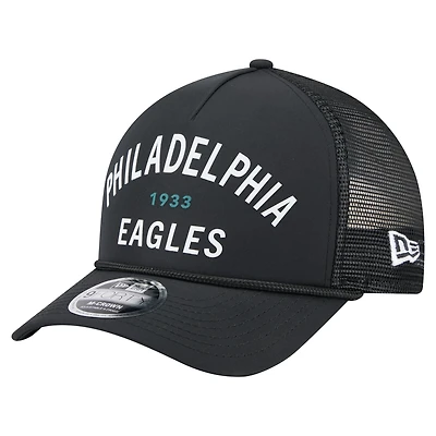 Casquette ajustable New Era noire Philadelphia Eagles Active Minimalist M-Crown A-Frame 9FORTY pour homme