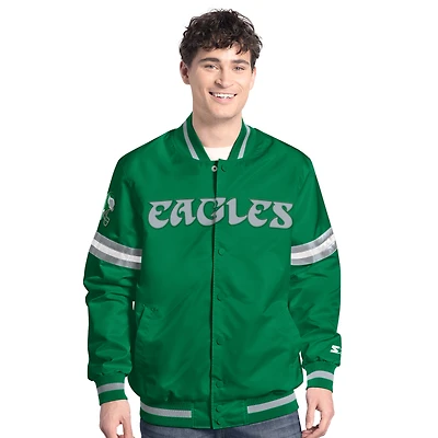 Men's Starter  Green Philadelphia Eagles Vintage Scout Full-Snap Varsity Jacket
