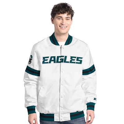 Men's Starter  White Philadelphia Eagles Scout Full-Snap Varsity Jacket