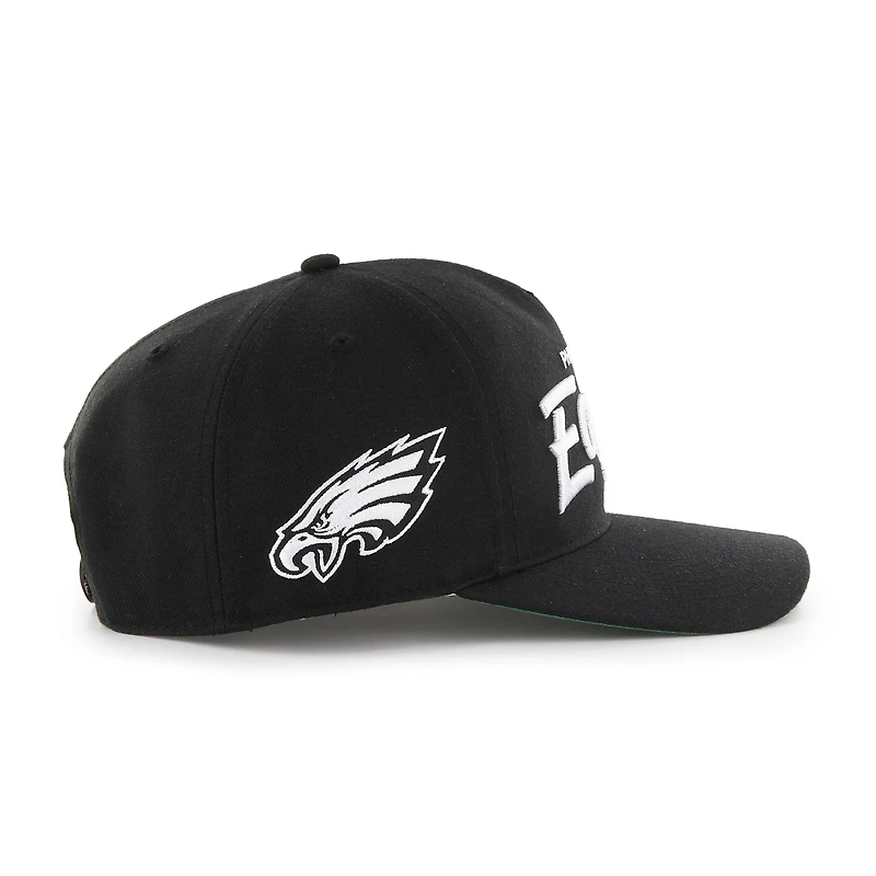 Casquette ajustable décontractée Attitude Hitch '47 noire pour homme des Philadelphia Eagles