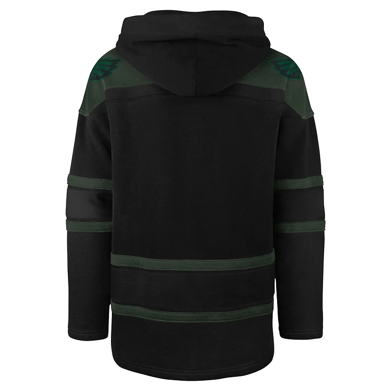 Men's '47 Black Philadelphia Eagles Dark Pop Lace-Up Pullover Hoodie