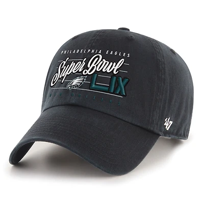 Casquette ajustable noire Philadelphia Eagles '47 pour homme Super Bowl LIX Cleanup