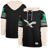 Men's '47  Black Philadelphia Eagles Throwback Split Zone Cornerback Duo Hoodie