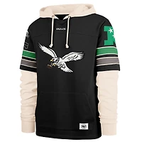Men's '47  Black Philadelphia Eagles Throwback Split Zone Cornerback Duo Hoodie