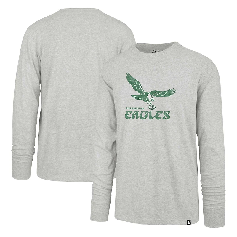 T-shirt à manches longues '47 gris Philadelphia Eagles Premier Franklin pour hommes