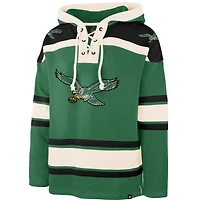Sweat à capuche rétro vert Kelly « 47 » pour homme, motif supérieur lacets, des Philadelphia Eagles