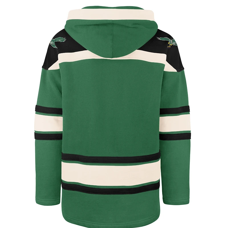 Sweat à capuche rétro vert Kelly « 47 » pour homme, motif supérieur lacets, des Philadelphia Eagles