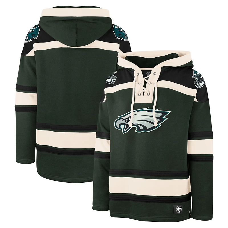 Sweat à capuche lacets supérieur pour homme '47 Midnight Green Philadelphia Eagles