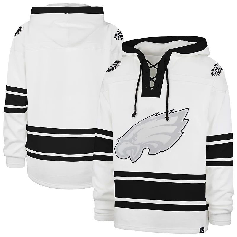 Pull à capuche blanc Philadelphia Eagles After Image pour homme '47 Superior Lacer avec