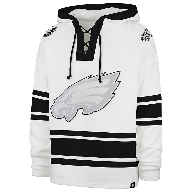 Pull à capuche blanc Philadelphia Eagles After Image pour homme '47 Superior Lacer avec
