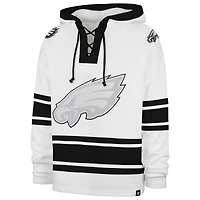 Pull à capuche blanc Philadelphia Eagles After Image pour homme '47 Superior Lacer avec