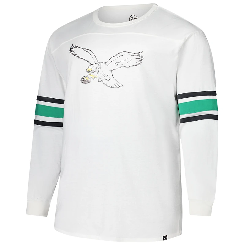 Men's '47 White Philadelphia Eagles Big & Tall Premier Brex Long Sleeve T-Shirt