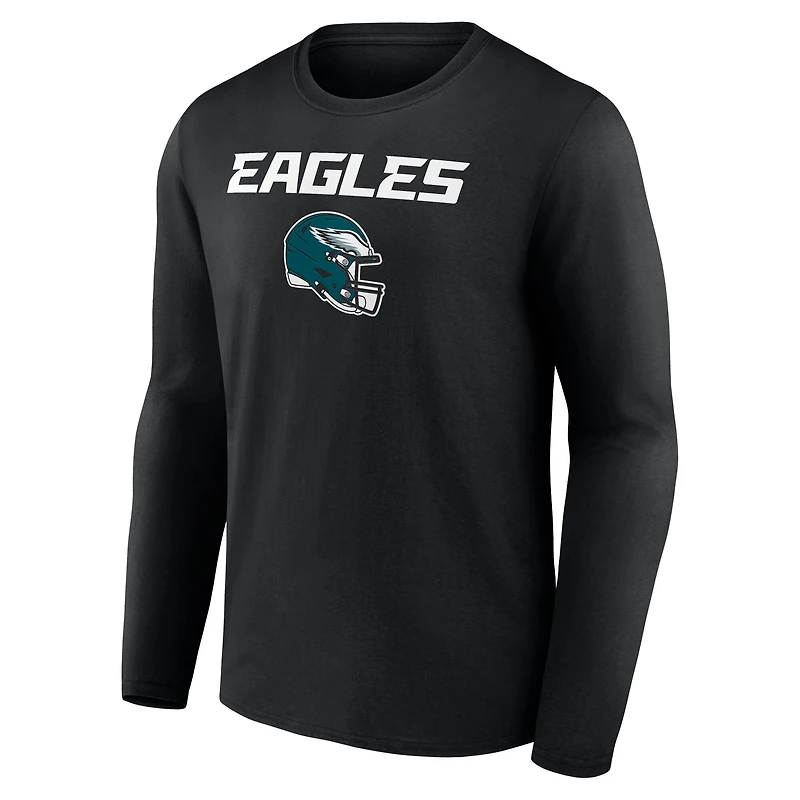 T-shirt à manches longues noir pour homme A.J. Brown avec nom et numéro de l'équipe des Philadelphia Eagles