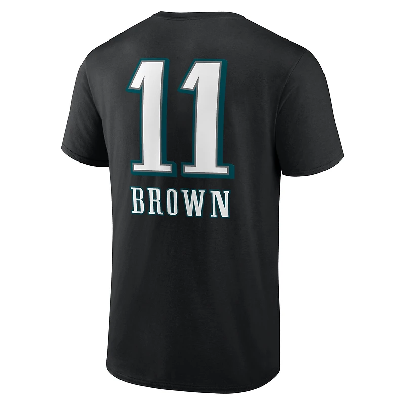 T-shirt noir pour homme A.J. Brown avec nom et numéro de l'équipe des Philadelphia Eagles