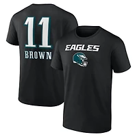 T-shirt noir pour homme A.J. Brown avec nom et numéro de l'équipe des Philadelphia Eagles